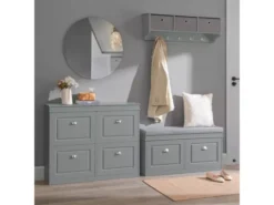Armoire À Chaussures 4 Abattants Meuble D'entrée Pour Chaussures, Gris, Fsr79-hg -Meilleur Meubles Magasin meuble de rangement 19207171