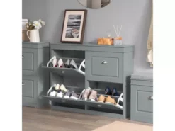 Armoire À Chaussures 4 Abattants Meuble D'entrée Pour Chaussures, Gris, Fsr79-hg -Meilleur Meubles Magasin meuble de rangement 19207181
