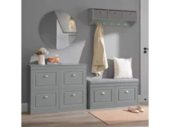 Armoire À Chaussures 4 Abattants Meuble D'entrée Pour Chaussures, Gris, Fsr79-hg -Meilleur Meubles Magasin meuble de rangement 19207185