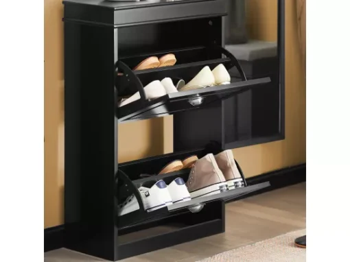 Meuble De Rangement à Chaussures Armoire à Chaussures Commode à Chaussures 2 Abattants, FSR78-SCH -Meilleur Meubles Magasin meuble de rangement 19207221