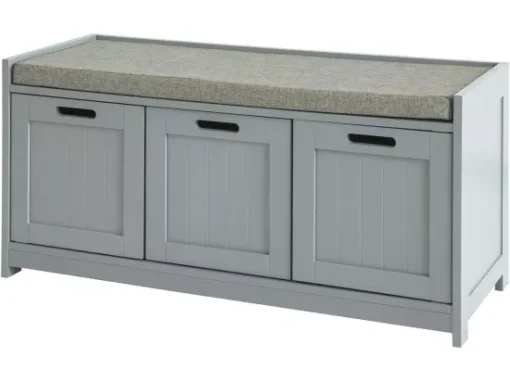 Banc De Rangement Avec Coussin Rembourré Meuble D'Entrée Coffre Commode à Chaussures, FSR80-SG -Meilleur Meubles Magasin meuble de rangement 19306291