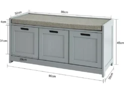 Banc De Rangement Avec Coussin Rembourré Meuble D'Entrée Coffre Commode à Chaussures, FSR80-SG -Meilleur Meubles Magasin meuble de rangement 19306295