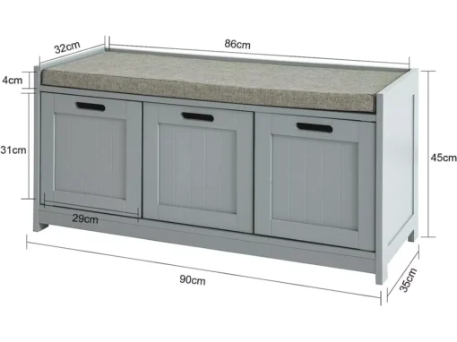 Banc De Rangement Avec Coussin Rembourré Meuble D'Entrée Coffre Commode à Chaussures, FSR80-SG -Meilleur Meubles Magasin meuble de rangement 19306295