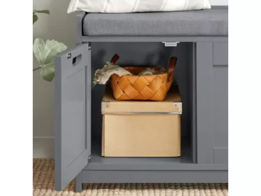 Banc De Rangement Avec Coussin Rembourré Meuble D'Entrée Coffre Commode à Chaussures, FSR80-SG -Meilleur Meubles Magasin meuble de rangement 19306303