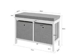 Banc De Rangement Avec 2 Paniers Et Coussin Rembourré, FSR81-HG -Meilleur Meubles Magasin meuble de rangement 19306523