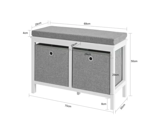 Banc De Rangement Avec 2 Paniers Et Coussin Rembourré, FSR81-HG -Meilleur Meubles Magasin meuble de rangement 19306523