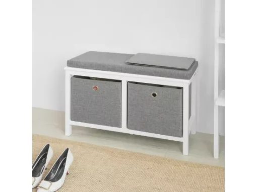 Banc De Rangement Avec 2 Paniers Et Coussin Rembourré, FSR81-HG -Meilleur Meubles Magasin meuble de rangement 19306531