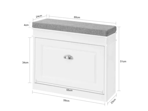 Banc à Chaussures Meuble à Chaussures Avec Assise Coussin Rembourré, FSR82-K-W -Meilleur Meubles Magasin meuble de rangement 19306995