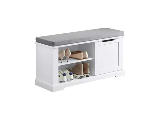 Banc De Rangement Avec Coussin Rembourré Meuble Bas Entrée Commode à Chaussure Banquette, FSR84-W -Meilleur Meubles Magasin meuble de rangement 19307011
