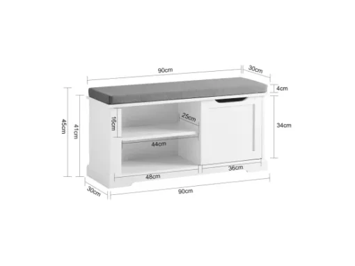 Banc De Rangement Avec Coussin Rembourré Meuble Bas Entrée Commode à Chaussure Banquette, FSR84-W -Meilleur Meubles Magasin meuble de rangement 19307015