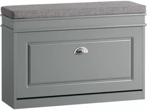 Banc à Chaussures Meuble à Chaussures Avec Assise Coussin Rembourré Et Abattant Gris, FSR82-L-HG -Meilleur Meubles Magasin meuble de rangement 19307051