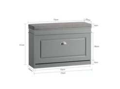Banc à Chaussures Meuble à Chaussures Avec Assise Coussin Rembourré Et Abattant Gris, FSR82-L-HG -Meilleur Meubles Magasin meuble de rangement 19307055