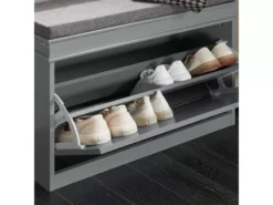 Banc à Chaussures Meuble à Chaussures Avec Assise Coussin Rembourré Et Abattant Gris, FSR82-L-HG -Meilleur Meubles Magasin meuble de rangement 19307059