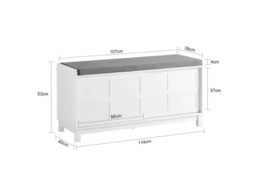 Banc De Rangement Avec Coussin Rembourré Meuble Bas Entrée Commode à Chaussure Banquette, FSR86-W -Meilleur Meubles Magasin meuble de rangement 19307093