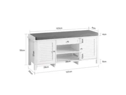 Banc De Rangement Avec Coussin Rembourré Meuble Bas Avec 1 Tiroirs, 2 Portes Et 2 Etagères, Fsr83-w -Meilleur Meubles Magasin meuble de rangement 19307135