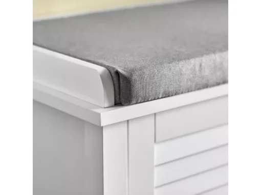 Banc De Rangement Avec Coussin Rembourré Meuble Bas Avec 1 Tiroirs, 2 Portes Et 2 Etagères, Fsr83-w -Meilleur Meubles Magasin meuble de rangement 19307137