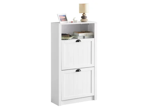 Meuble à Chaussures Armoire à Chaussures Commode à Chaussures 2 Abattants Meuble D'entrée, FSR87-K-W -Meilleur Meubles Magasin meuble de rangement 19307151