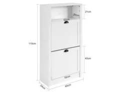 Meuble à Chaussures Armoire à Chaussures Commode à Chaussures 2 Abattants Meuble D'entrée, FSR87-K-W -Meilleur Meubles Magasin meuble de rangement 19307155