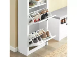 Meuble à Chaussures Armoire à Chaussures Commode à Chaussures 2 Abattants Meuble D'entrée, FSR87-K-W -Meilleur Meubles Magasin meuble de rangement 19307165