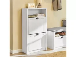 Meuble à Chaussures Armoire à Chaussures Commode à Chaussures 2 Abattants Meuble D'entrée, FSR87-K-W -Meilleur Meubles Magasin meuble de rangement 19307167