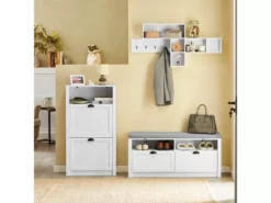 Meuble à Chaussures Armoire à Chaussures Commode à Chaussures 2 Abattants Meuble D'entrée, FSR87-K-W -Meilleur Meubles Magasin meuble de rangement 19307169