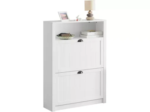Meuble De Rangement à Chaussures Armoire à Chaussures Commode à Chaussures 2 Abattants, FSR87-W -Meilleur Meubles Magasin meuble de rangement 19307451