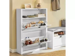 Meuble De Rangement à Chaussures Armoire à Chaussures Commode à Chaussures 2 Abattants, FSR87-W -Meilleur Meubles Magasin meuble de rangement 19307465