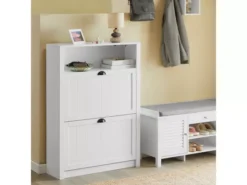 Meuble De Rangement à Chaussures Armoire à Chaussures Commode à Chaussures 2 Abattants, FSR87-W -Meilleur Meubles Magasin meuble de rangement 19307467