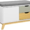 Banc De Rangement Meuble D'entrée Avec Coussin Rembourré, 2 Tiroirs Et 1 Porte, Fsr92-w -Meilleur Meubles Magasin meuble de rangement 19307551