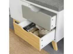 Banc De Rangement Meuble D'entrée Avec Coussin Rembourré, 2 Tiroirs Et 1 Porte, Fsr92-w -Meilleur Meubles Magasin meuble de rangement 19307565
