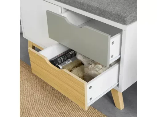 Banc De Rangement Meuble D'entrée Avec Coussin Rembourré, 2 Tiroirs Et 1 Porte, Fsr92-w -Meilleur Meubles Magasin meuble de rangement 19307565