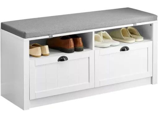 Banc à Chaussures Meuble Entrée Meuble Chaussures Commode à Chaussures Avec Coussin Assise, FSR90-W -Meilleur Meubles Magasin meuble de rangement 19307571