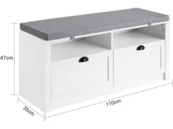 Banc à Chaussures Meuble Entrée Meuble Chaussures Commode à Chaussures Avec Coussin Assise, FSR90-W -Meilleur Meubles Magasin meuble de rangement 19307575