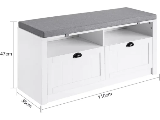 Banc à Chaussures Meuble Entrée Meuble Chaussures Commode à Chaussures Avec Coussin Assise, FSR90-W -Meilleur Meubles Magasin meuble de rangement 19307575