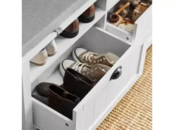 Banc à Chaussures Meuble Entrée Meuble Chaussures Commode à Chaussures Avec Coussin Assise, FSR90-W -Meilleur Meubles Magasin meuble de rangement 19307581