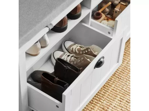 Banc à Chaussures Meuble Entrée Meuble Chaussures Commode à Chaussures Avec Coussin Assise, FSR90-W -Meilleur Meubles Magasin meuble de rangement 19307581