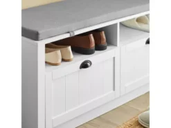 Banc à Chaussures Meuble Entrée Meuble Chaussures Commode à Chaussures Avec Coussin Assise, FSR90-W -Meilleur Meubles Magasin meuble de rangement 19307587
