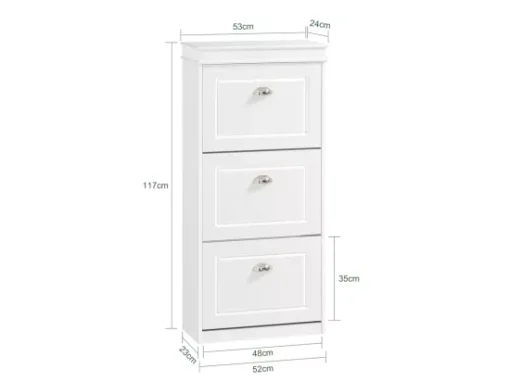 Meuble De Rangement à Chaussures Armoire à Chaussures Commode à Chaussures 3 Abattants, FSR94-W -Meilleur Meubles Magasin meuble de rangement 19307793