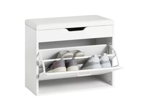Banc à Chaussures Meuble Chaussures Commode à Chaussures Meuble D’entrée 1 Abattant, FSR95-W -Meilleur Meubles Magasin meuble de rangement 19307811