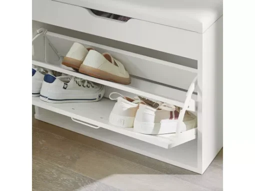 Banc à Chaussures Meuble Chaussures Commode à Chaussures Meuble D’entrée 1 Abattant, FSR95-W -Meilleur Meubles Magasin meuble de rangement 19307827