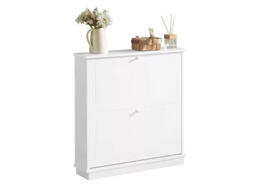 Meuble De Rangement à Chaussures Armoire à Chaussures Commode à Chaussures 2 Abattants, FSR99-W -Meilleur Meubles Magasin meuble de rangement 19308059