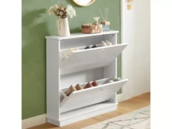 Meuble De Rangement à Chaussures Armoire à Chaussures Commode à Chaussures 2 Abattants, FSR99-W -Meilleur Meubles Magasin meuble de rangement 19308063