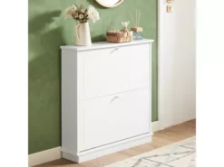 Meuble De Rangement à Chaussures Armoire à Chaussures Commode à Chaussures 2 Abattants, FSR99-W -Meilleur Meubles Magasin meuble de rangement 19308077