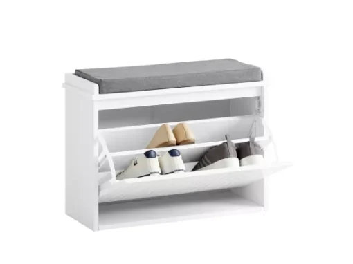 Banc à Chaussures Meuble à Chaussures Avec Assise Coussin Rembourré Et Abattant, FSR98-W -Meilleur Meubles Magasin meuble de rangement 19308079
