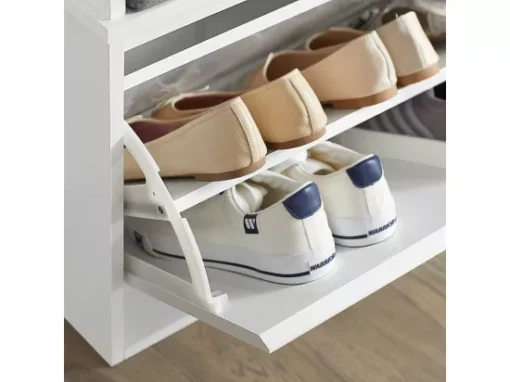 Banc à Chaussures Meuble à Chaussures Avec Assise Coussin Rembourré Et Abattant, FSR98-W -Meilleur Meubles Magasin meuble de rangement 19308091