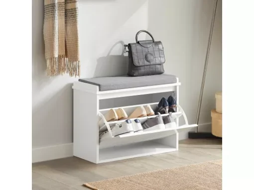 Banc à Chaussures Meuble à Chaussures Avec Assise Coussin Rembourré Et Abattant, FSR98-W -Meilleur Meubles Magasin meuble de rangement 19308095
