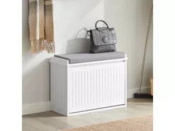 Banc à Chaussures Meuble à Chaussures Avec Assise Coussin Rembourré Et Abattant, FSR98-W -Meilleur Meubles Magasin meuble de rangement 19308097