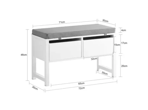 Banc De Rangement Avec Coussin Rembourré Meuble À Chaussure Avec 2 Tiroirs, Fsr88-w -Meilleur Meubles Magasin meuble de rangement 19404377