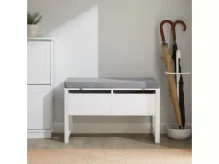 Banc De Rangement Avec Coussin Rembourré Meuble À Chaussure Avec 2 Tiroirs, Fsr88-w -Meilleur Meubles Magasin meuble de rangement 19404379