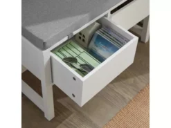 Banc De Rangement Avec Coussin Rembourré Meuble À Chaussure Avec 2 Tiroirs, Fsr88-w -Meilleur Meubles Magasin meuble de rangement 19404381